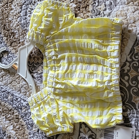 2 piece yellow gingham plaid Jessica Simpson outfit 12 mo. - Picture 4 of 5